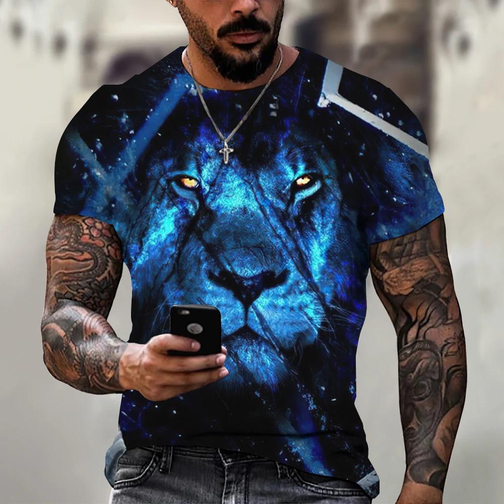 3D 프린트 정글 동물 패턴 호랑이 패션 맞춤형 의류, 반팔, 여름 캐주얼 스포츠 남성용 탑 티셔츠